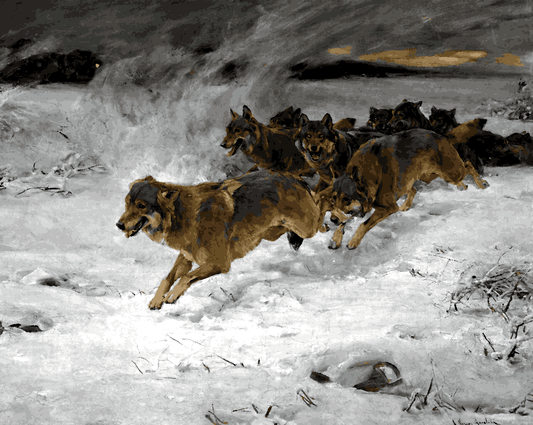 A Pack Of Wolves by Alfred Von Wierusz-Kowalski - Van-Go Paint-By-Number Kit