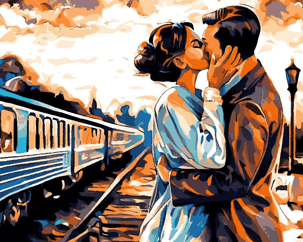 Farewell kiss at the train station - Van-Go Paint-By-Number Kit