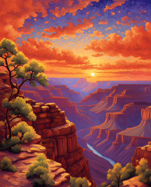 USA Great Places (97) - Grand Canyon Vista at Sunset - Van-Go Paint-By-Number Kit