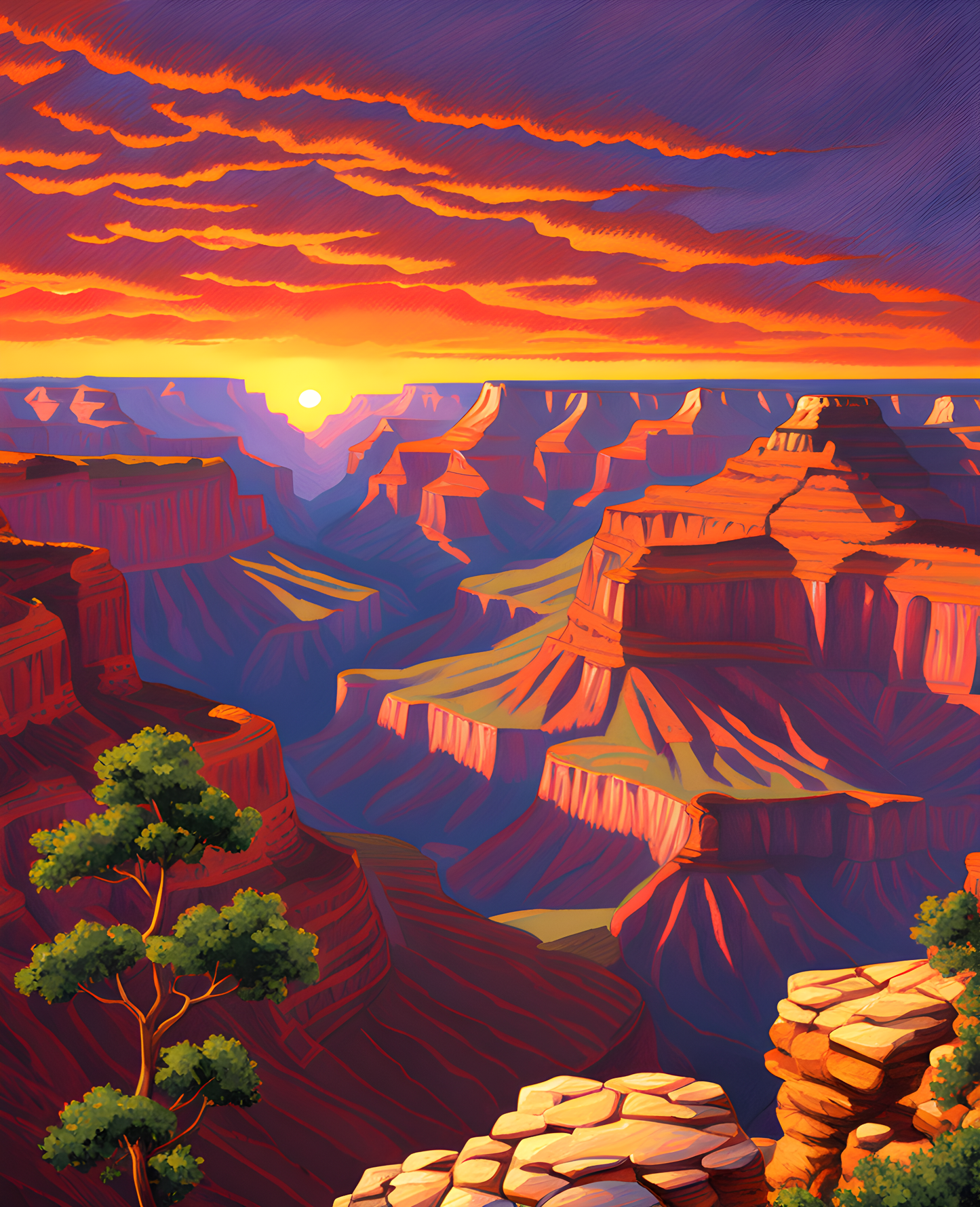 USA Great Places (96) - Grand Canyon Vista at Sunset - Van-Go Paint-By-Number Kit