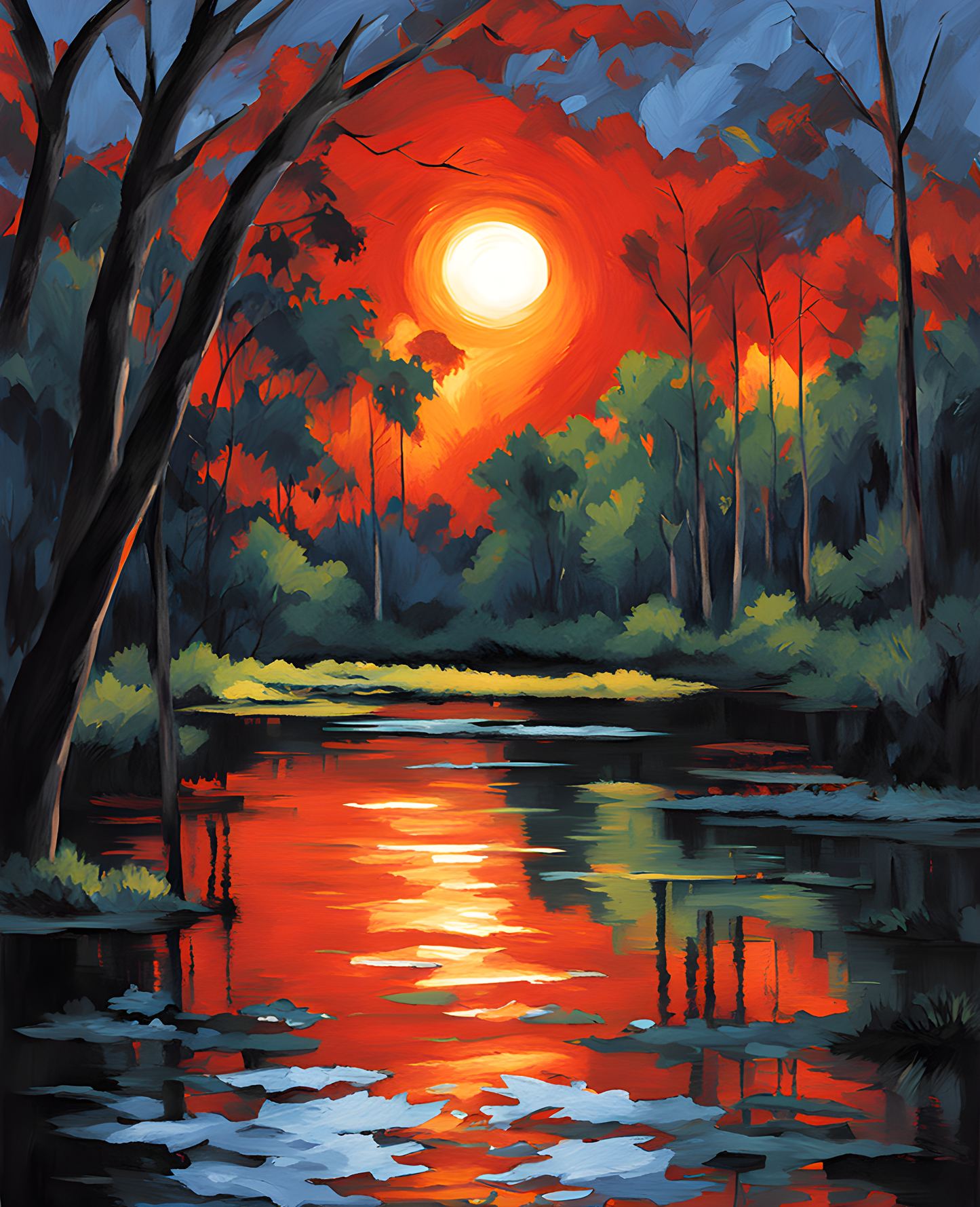 USA Great Places (76) - Louisiana Bayou at Night - Van-Go Paint-By-Number Kit