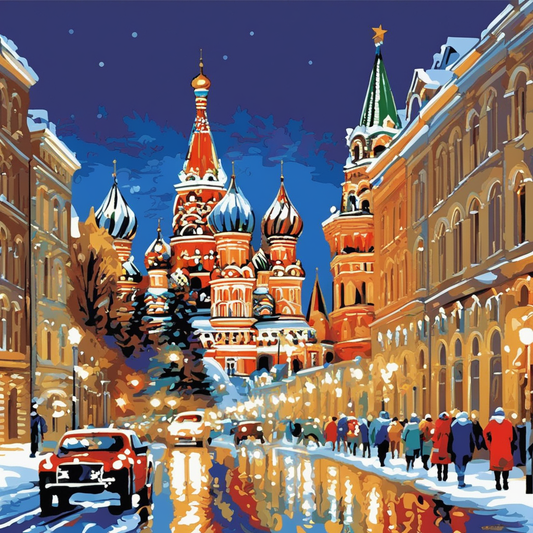 Moscow City During Christmas (3) - Van-Go Paint-By-Number Kit