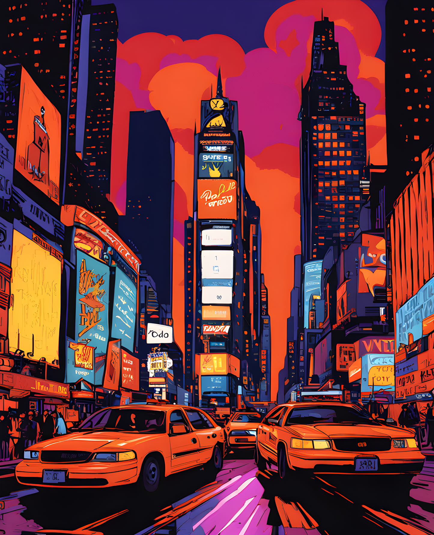 USA Great Places (206) - Neon Lights of Times Square at Night - Van-Go Paint-By-Number Kit