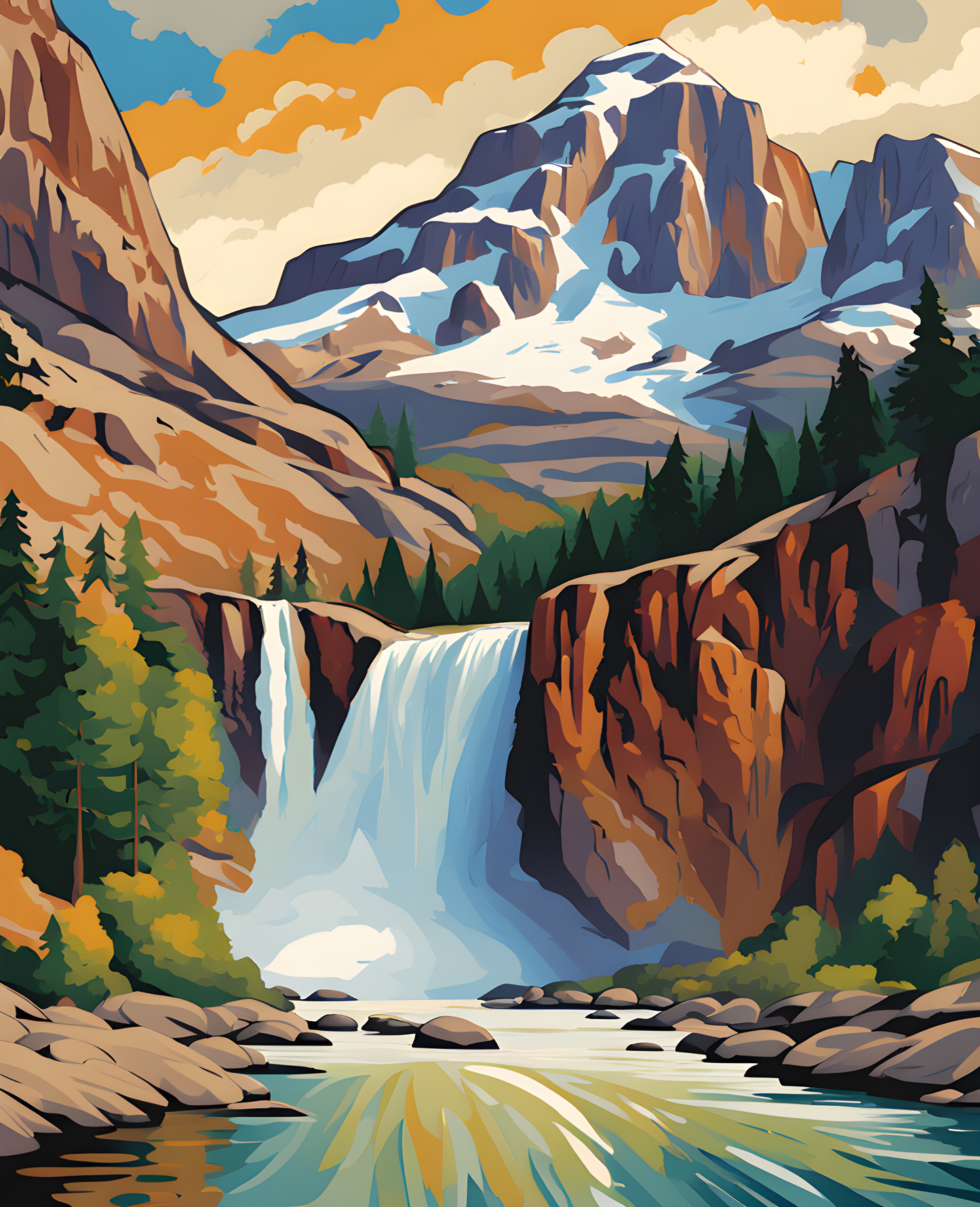 Colorado Mountains and Waterfall (1) - Van-Go Paint-By-Number Kit