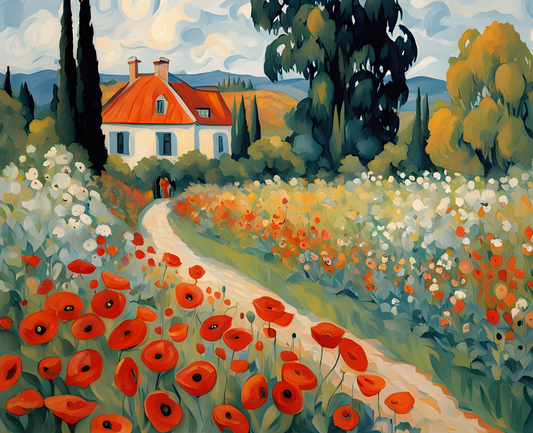 A Blossoming Garden with Poppies (1) - Van-Go Paint-By-Number Kit