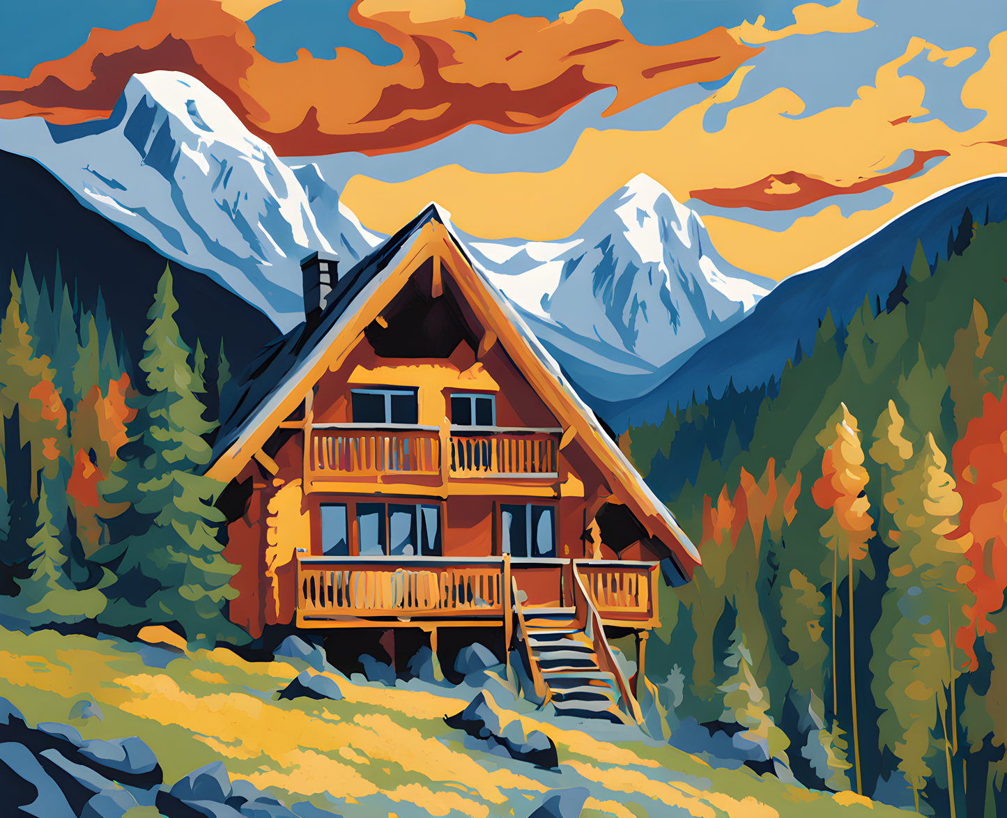 An Alpine Lodge (2) - Van-Go Paint-By-Number Kit