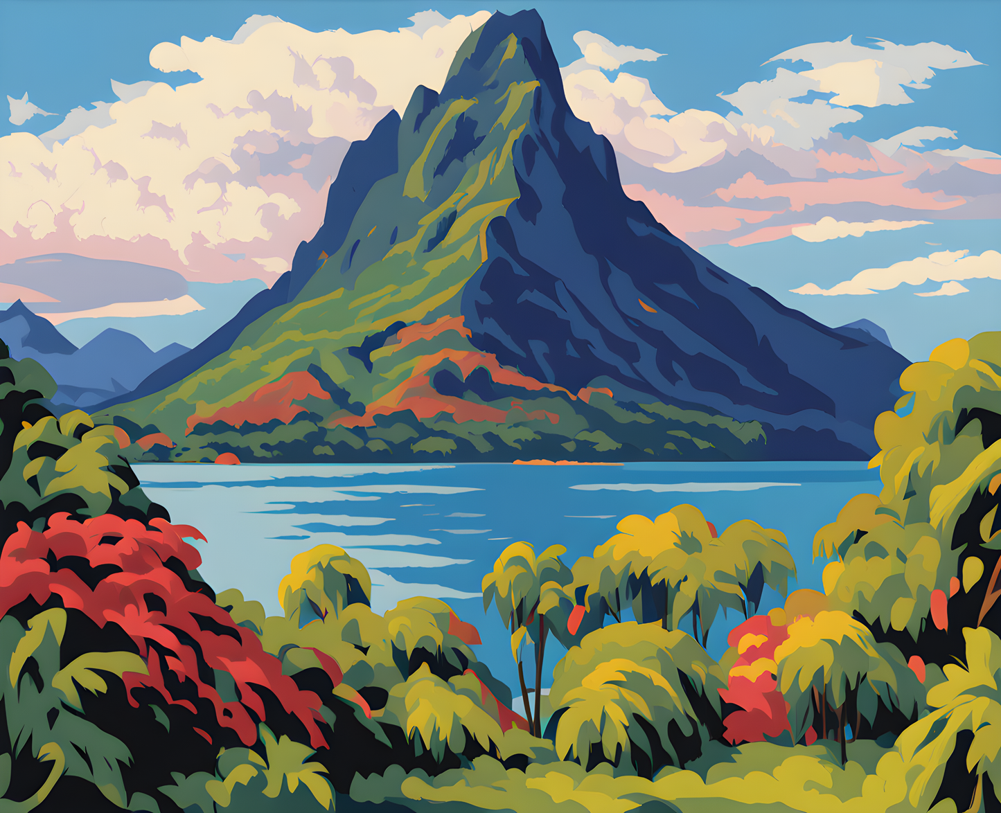 The Peak of Maua Roa, Noon, Island of Moorea (1) - Van-Go Paint-By-Number Kit