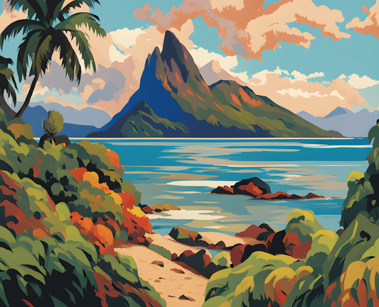 The Peak of Maua Roa, Noon, Island of Moorea (2) - Van-Go Paint-By-Number Kit