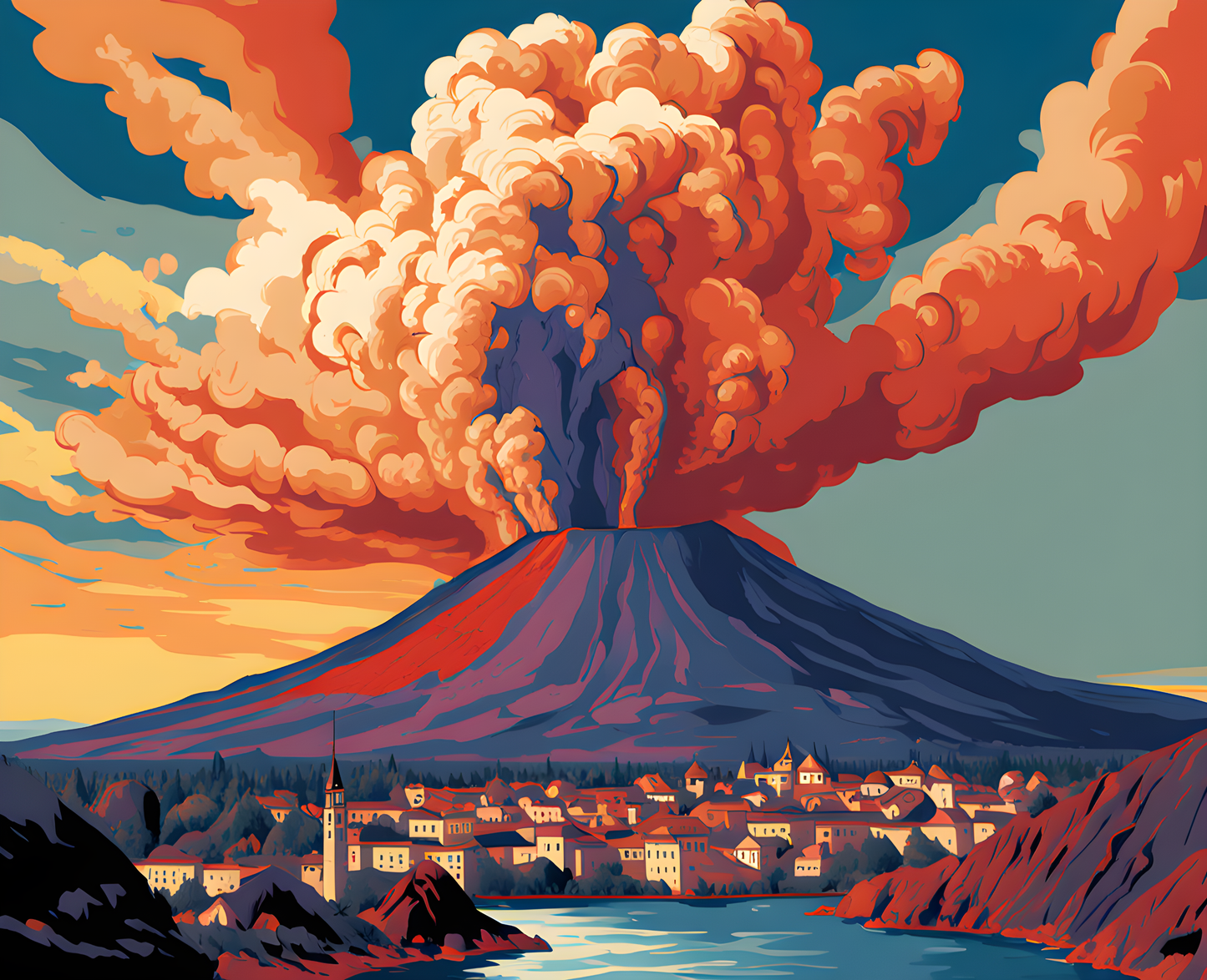 Vesuvius in Eruption (1) - Van-Go Paint-By-Number Kit