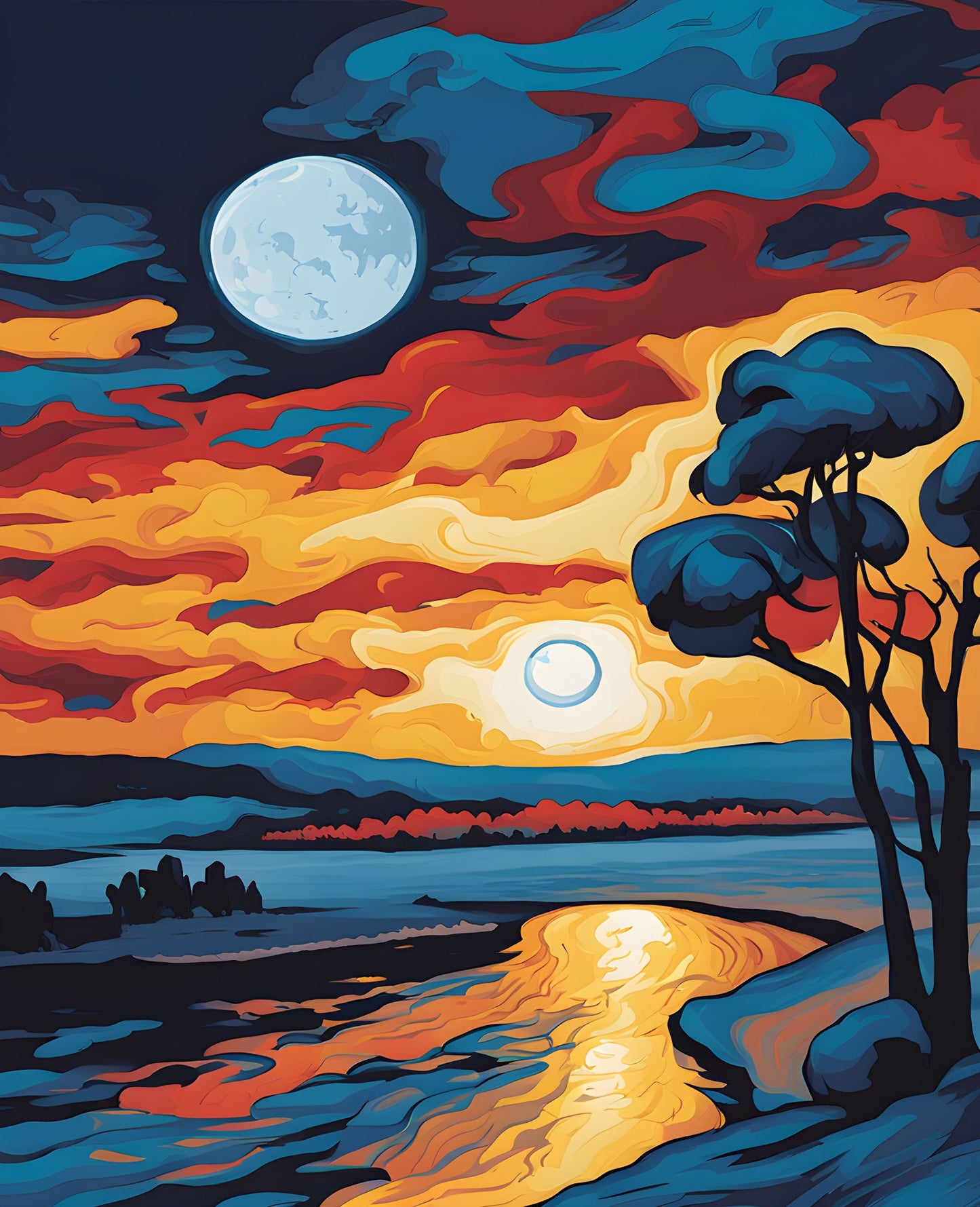 A Moonlit Landscape (2) - Van-Go Paint-By-Number Kit