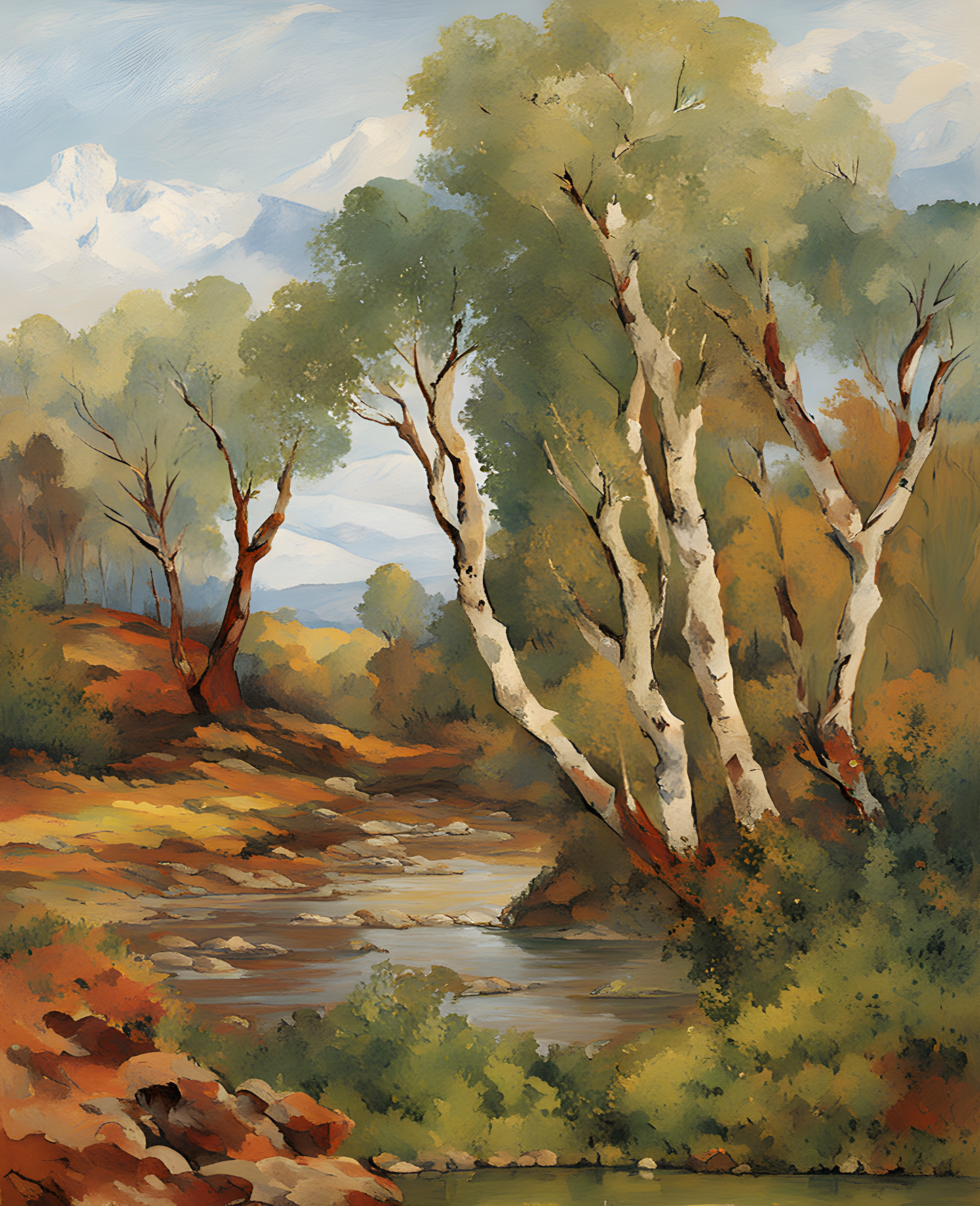 Birches By A Mountain Creek (1) - Van-Go Paint-By-Number Kit