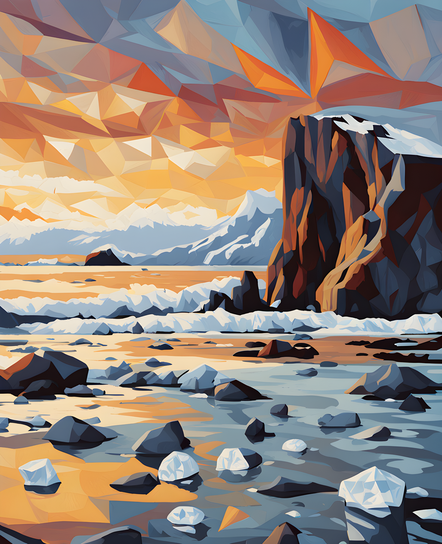 Iceland Collection PD (34) - Diamond Beach - Van-Go Paint-By-Number Kit