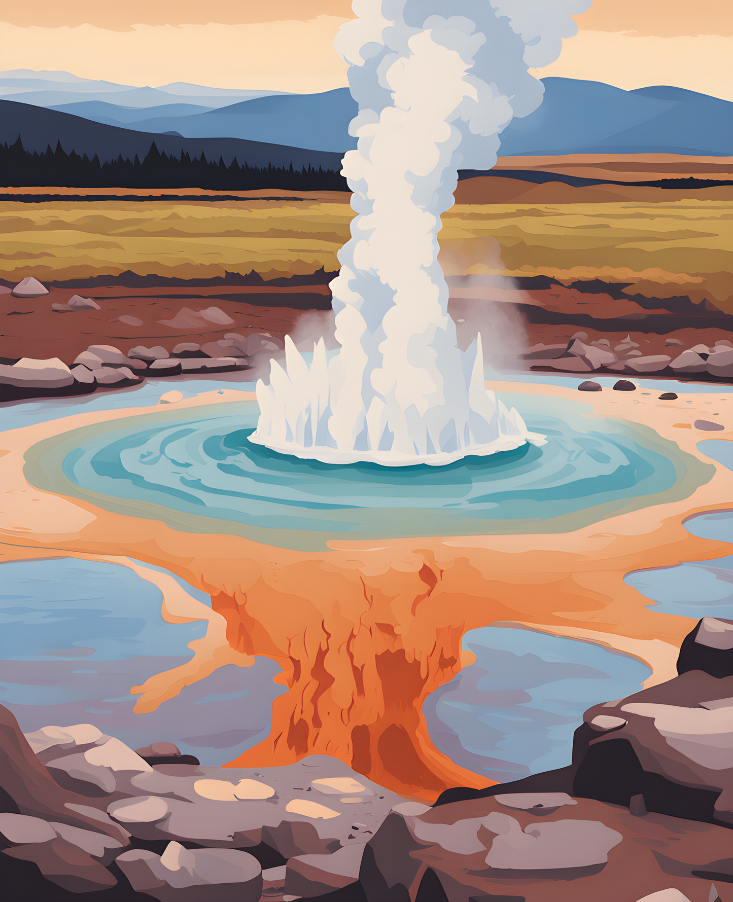 Iceland Collection PD (28) - The Geysir geothermal area - Van-Go Paint-By-Number Kit