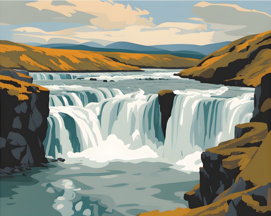 Iceland Collection PD (30) - Gullfoss Waterfall - Van-Go Paint-By-Number Kit