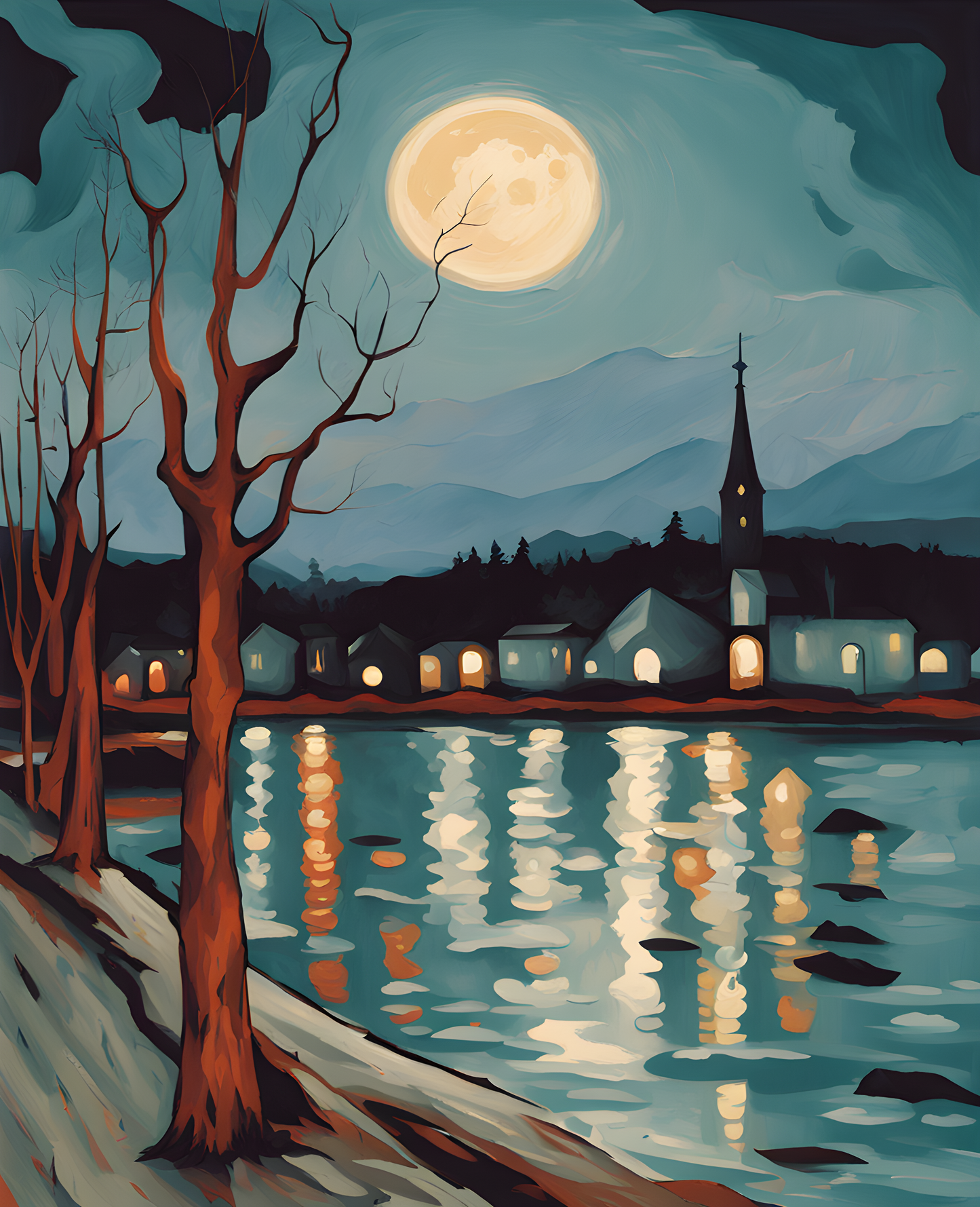 Late Moon Rising (1) - Van-Go Paint-By-Number Kit