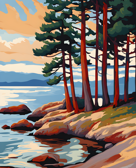 Pines along the Shore (1) - Van-Go Paint-By-Number Kit