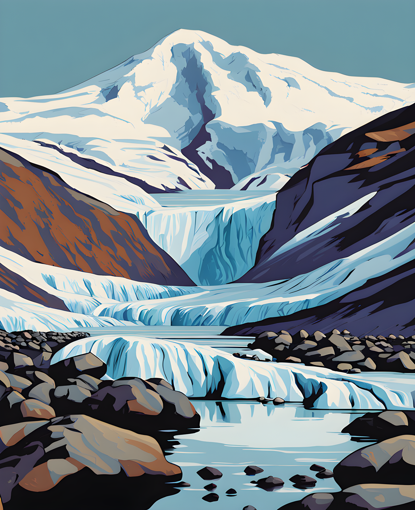 Iceland Collection PD (32) - Snaefellsjokull Glacier - Van-Go Paint-By-Number Kit