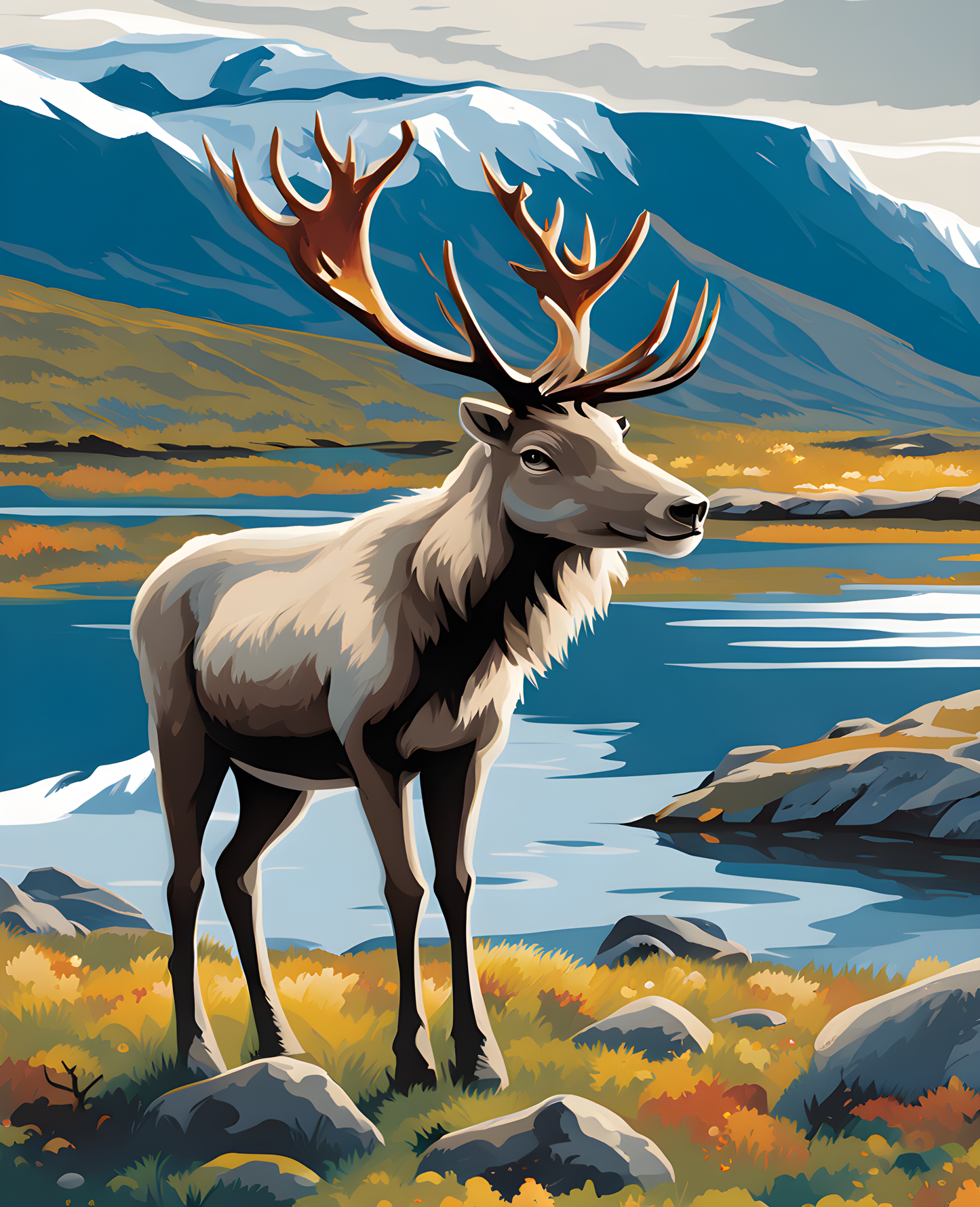 Iceland Collection PD (36) - Wild Reindeer in Eastfjords - Van-Go Paint-By-Number Kit