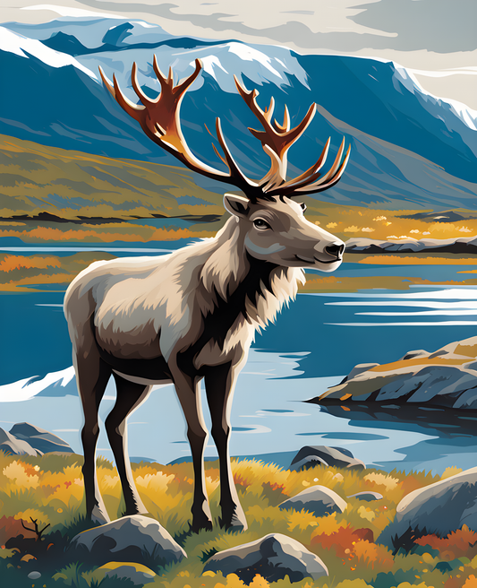 Iceland Collection PD (36) - Wild Reindeer in Eastfjords - Van-Go Paint-By-Number Kit