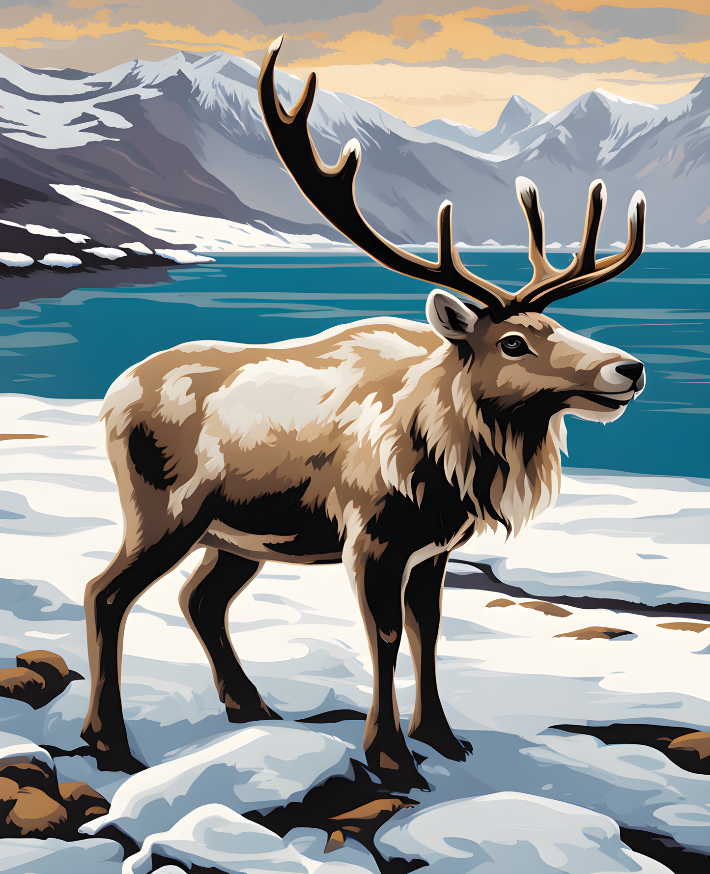 Iceland Collection PD (35) - Wild Reindeer in Eastfjords - Van-Go Paint-By-Number Kit