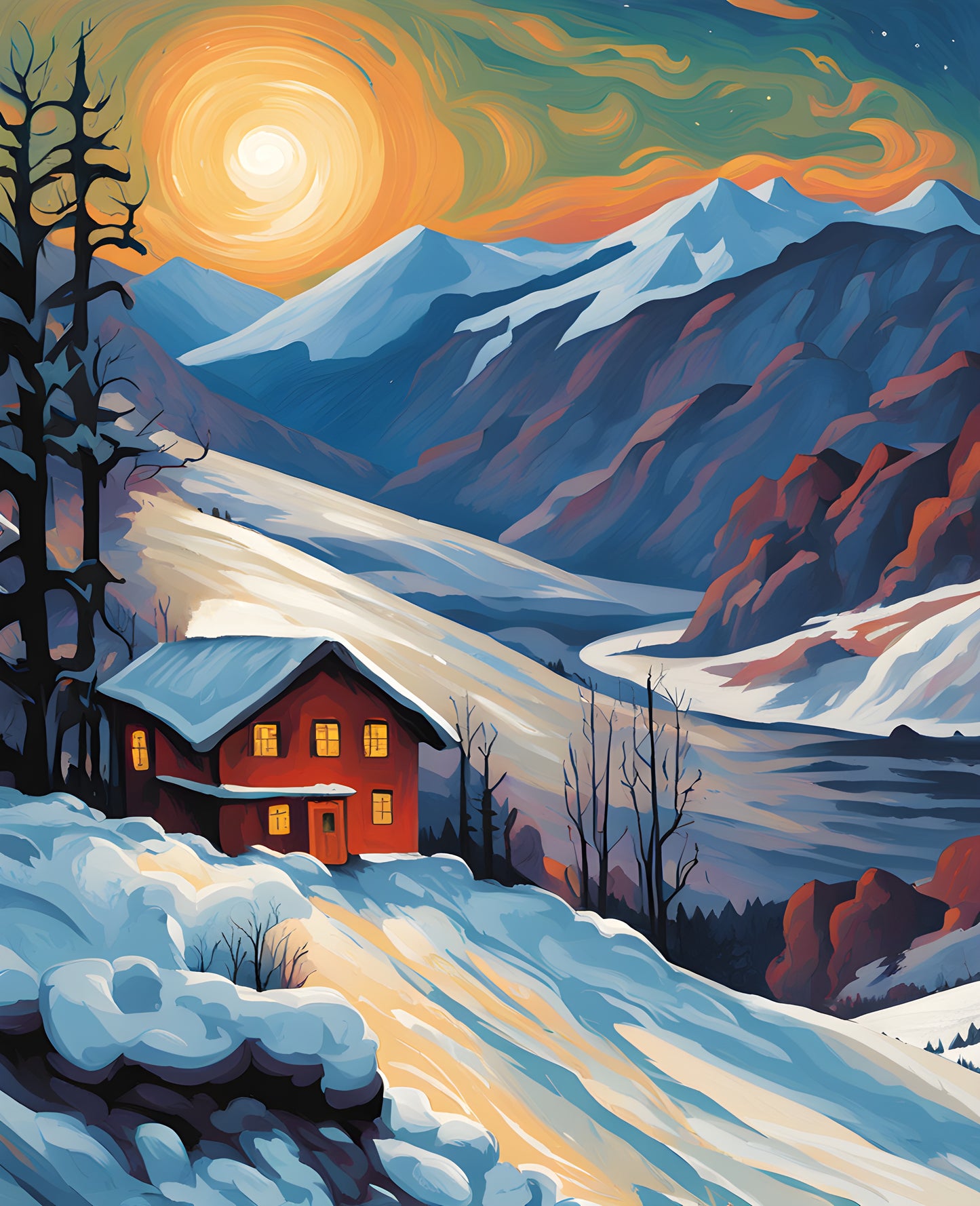 Winter night in the Mountains (3) - Van-Go Paint-By-Number Kit