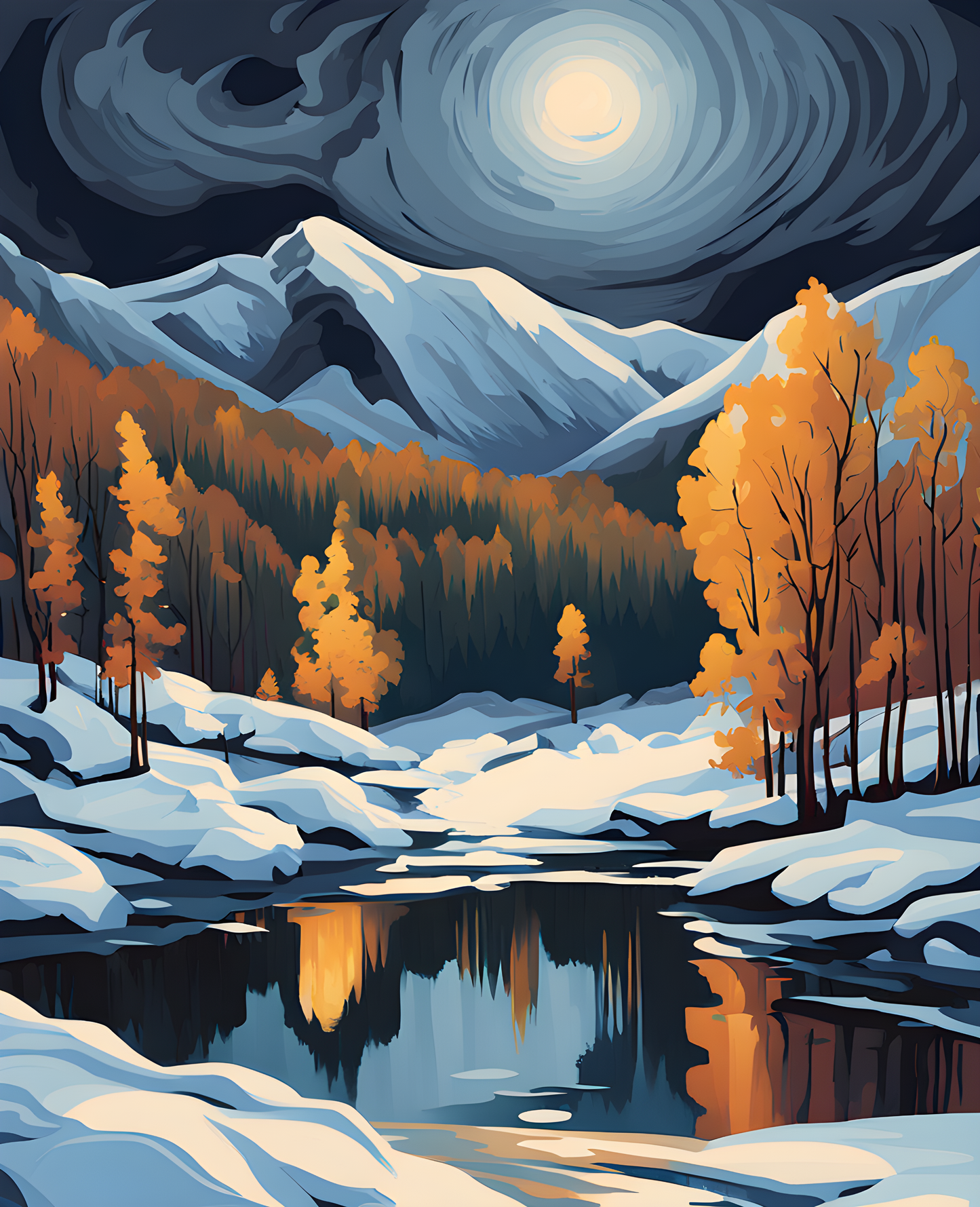 Winter night in the Mountains PD (1) - Van-Go Paint-By-Number Kit