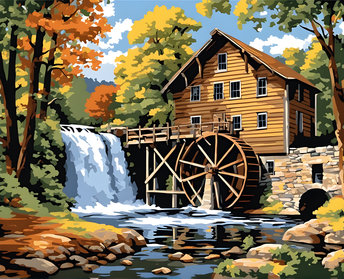 Riverside Gristmill (1) - Van-Go Paint-By-Number Kit