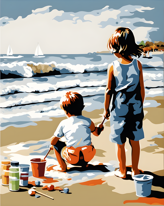 Playing at the Beach (2) - Van-Go Paint-By-Number Kit