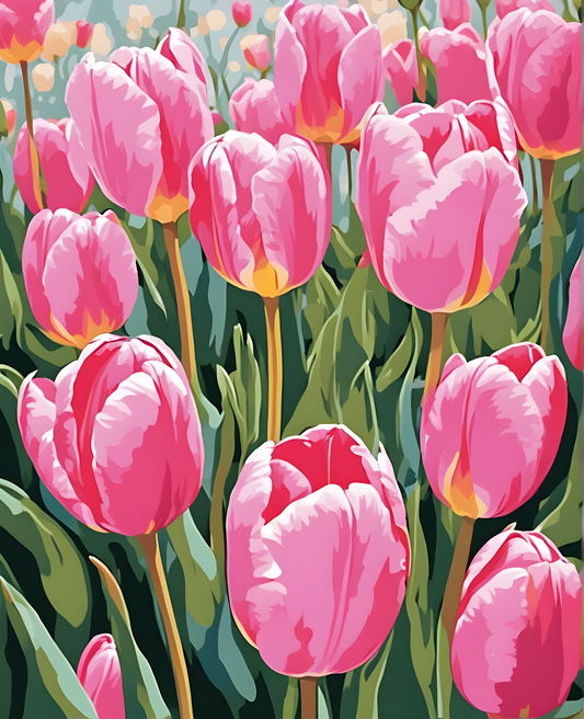 Flowers Collection OD (37) - Pink Tulips - Van-Go Paint-By-Number Kit