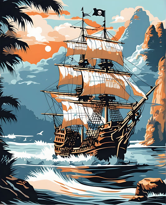 Pirate Ship (3) - Van-Go Paint-By-Number Kit