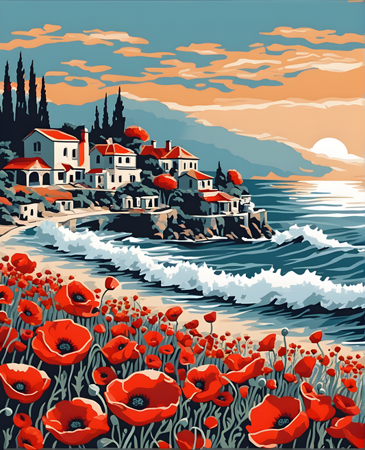 Poppies by the Sea (7) - Van-Go Paint-By-Number Kit