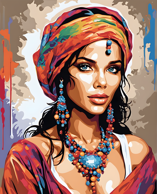 Portrait of a Gypsy Woman (10) - Van-Go Paint-By-Number Kit