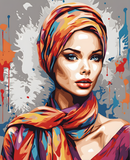 Portrait of a woman with a scarf (6) - Van-Go Paint-By-Number Kit