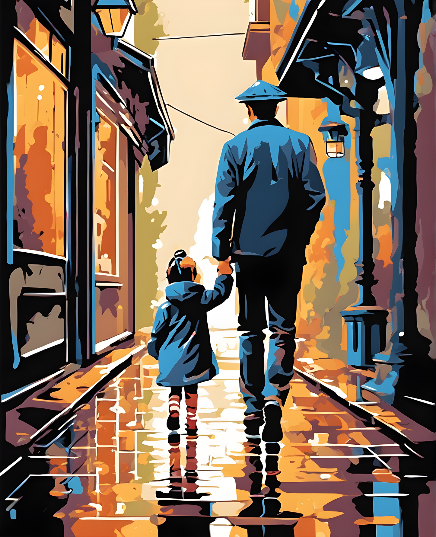 Rainy Walk With Daddy - Van-Go Paint-By-Number Kit