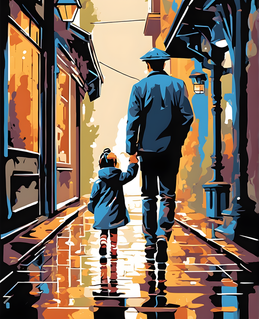 Rainy Walk With Daddy - Van-Go Paint-By-Number Kit