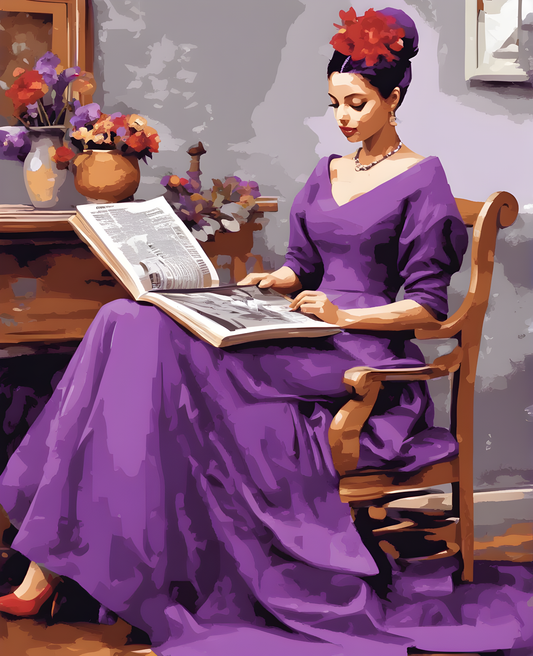 Reading Woman In Violet Dress (1) - Van-Go Paint-By-Number Kit