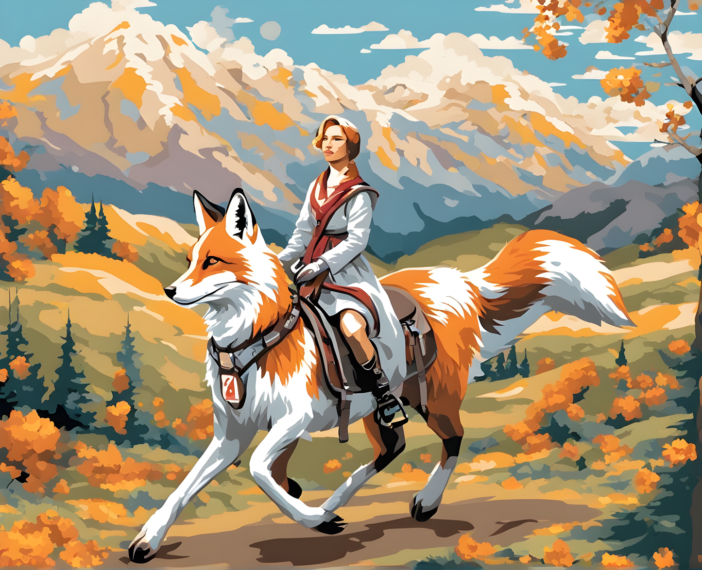 Riding on a Fox (1) - Van-Go Paint-By-Number Kit