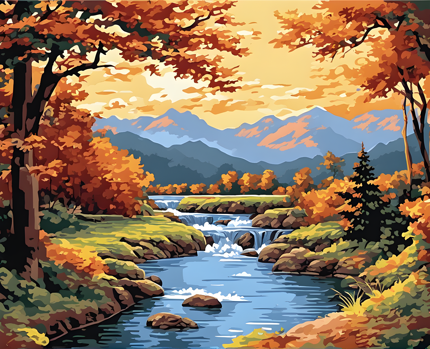 River landscape (3) - Van-Go Paint-By-Number Kit