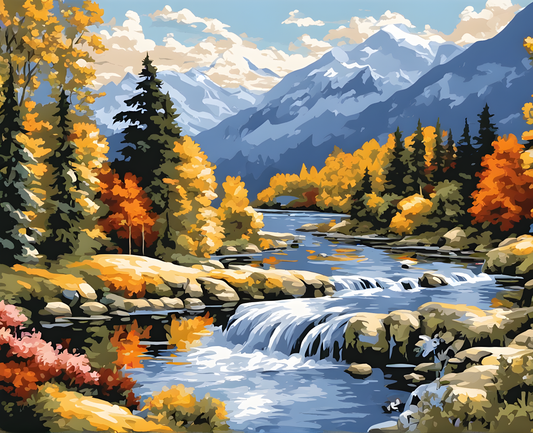 River landscape (2) - Van-Go Paint-By-Number Kit