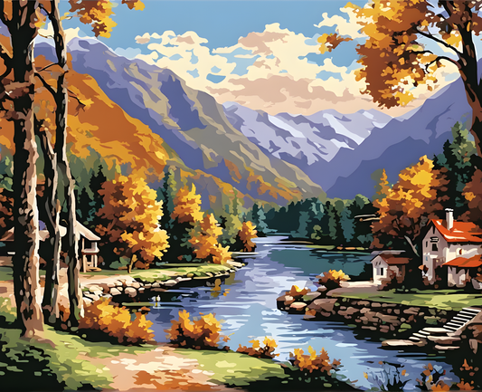 Riverside Landscape - Van-Go Paint-By-Number Kit