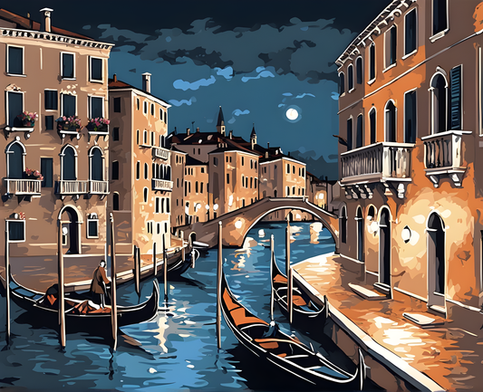 Romantic Venice at night - Van-Go Paint-By-Number Kit