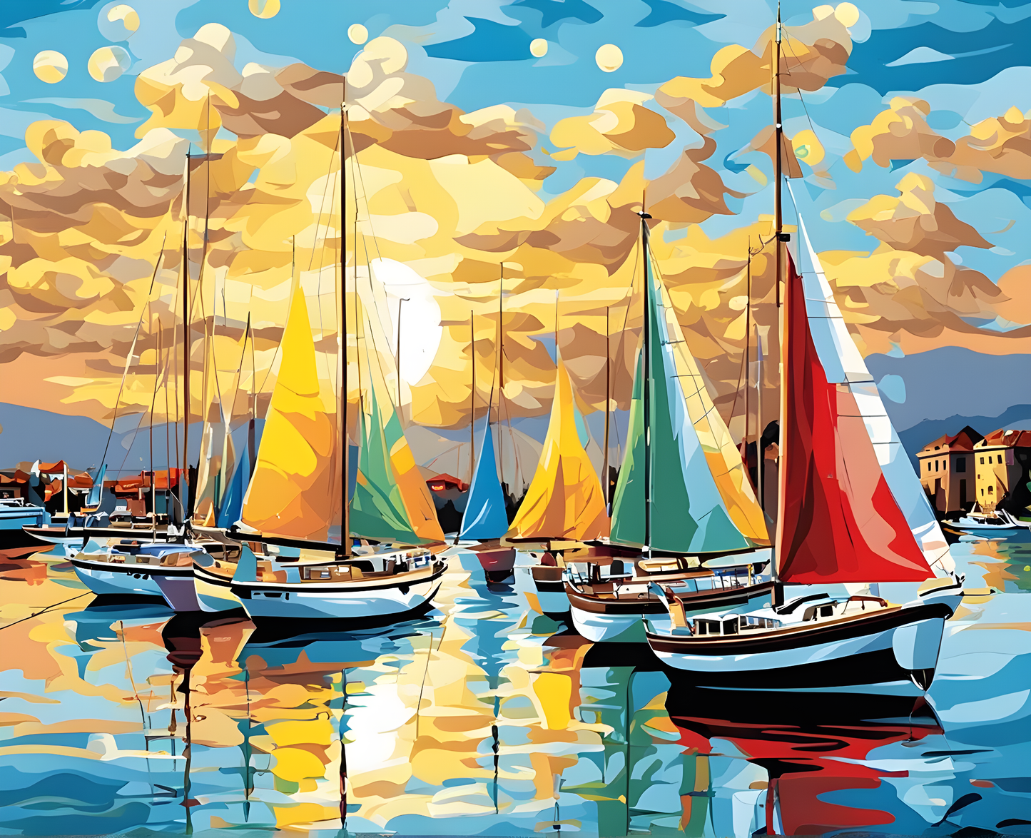 Sailboats on a sunny day (1) - Van-Go Paint-By-Number Kit