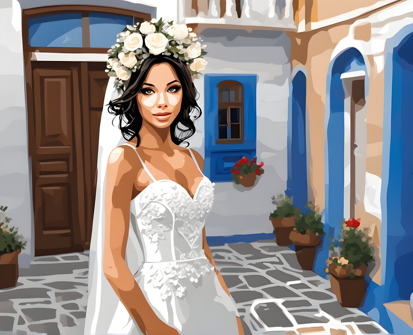 Santorini Bride (2) - Van-Go Paint-By-Number Kit