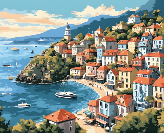 Seaside Town (1) - Van-Go Paint-By-Number Kit