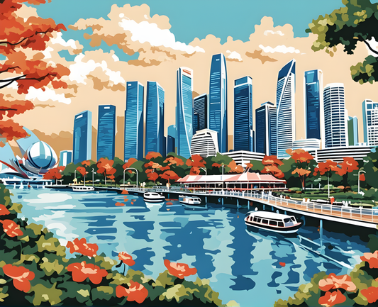 Singapore Collection OD (10) - Singapore Skyline - Van-Go Paint-By-Number Kit