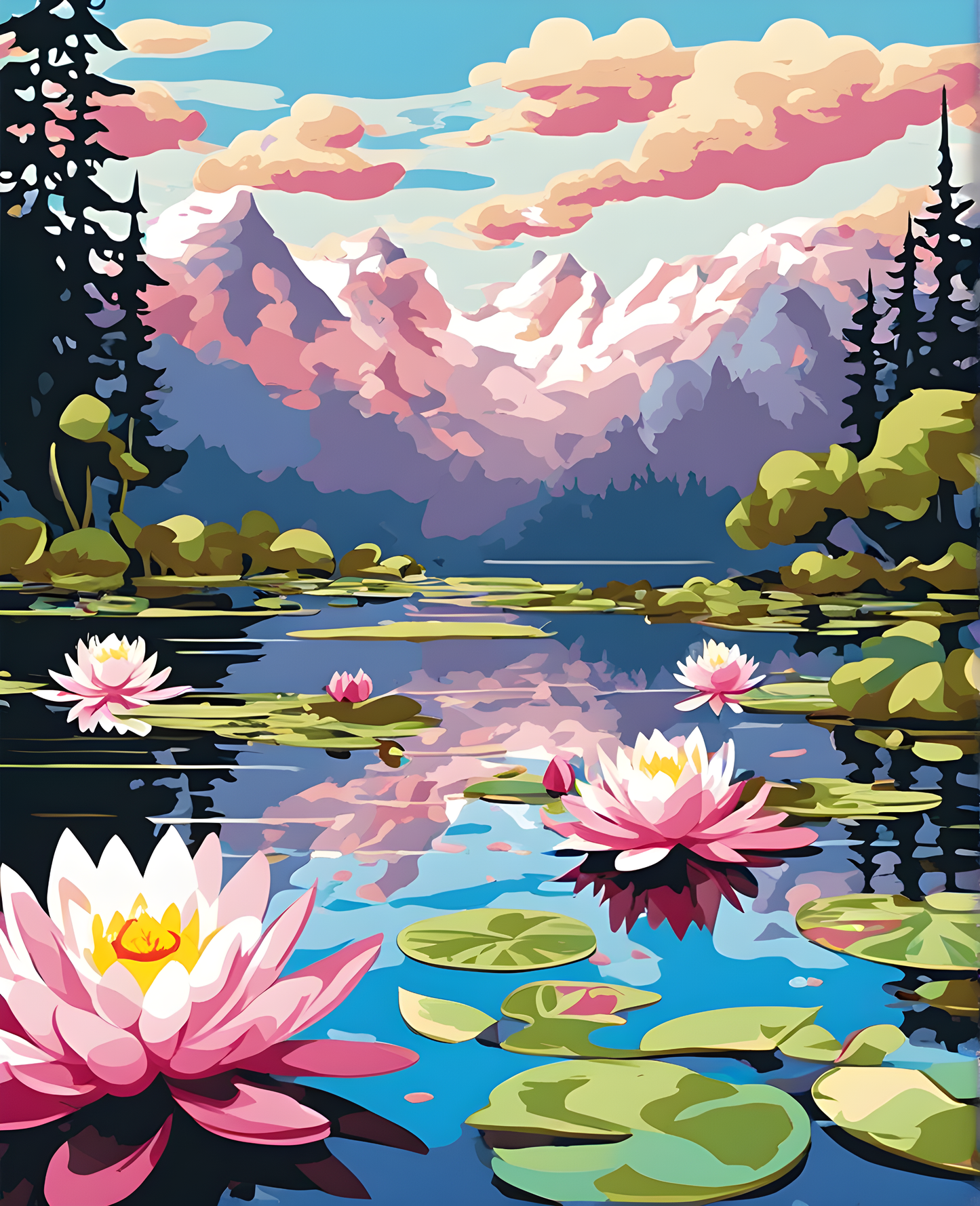 Flowers Collection OD (19) - Water Lily - Van-Go Paint-By-Number Kit