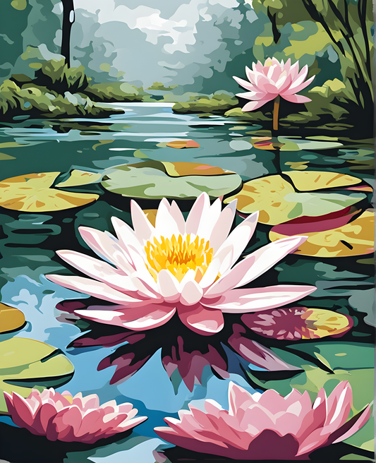 Flowers Collection OD (20) - Water Lily - Van-Go Paint-By-Number Kit