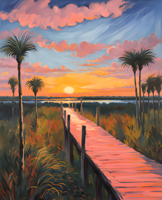 USA Great Places (67) - Pa-hay-okee Overlook Sunrise, Everglades National Park, Florida - Van-Go Paint-By-Number Kit