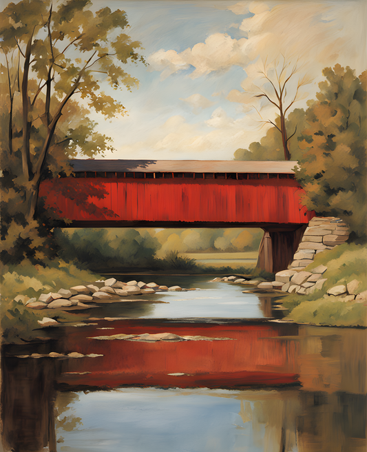 USA Great Places (182) - Historic Covered Bridge, Madison County, IA - Van-Go Paint-By-Number Kit