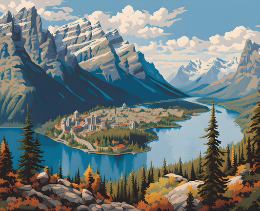 Canada Great Places (39) - Mountain Panorama, Banff Gondola Viewpoint - Van-Go Paint-By-Number Kit
